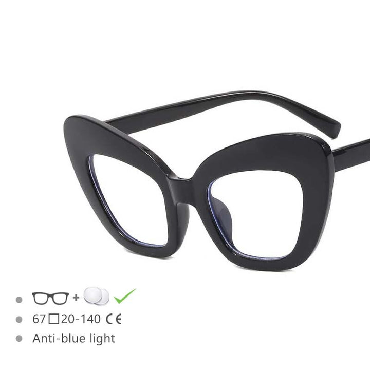 CCspace Women's Full Rim Oversized Cat Eye Acetate Frame Eyeglasses 54531 Full Rim CCspace Black China