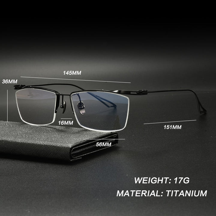 Gatenac Unisex Semi Rim Square Titanium Eyeglasses Gxyj936 Semi Rim Gatenac