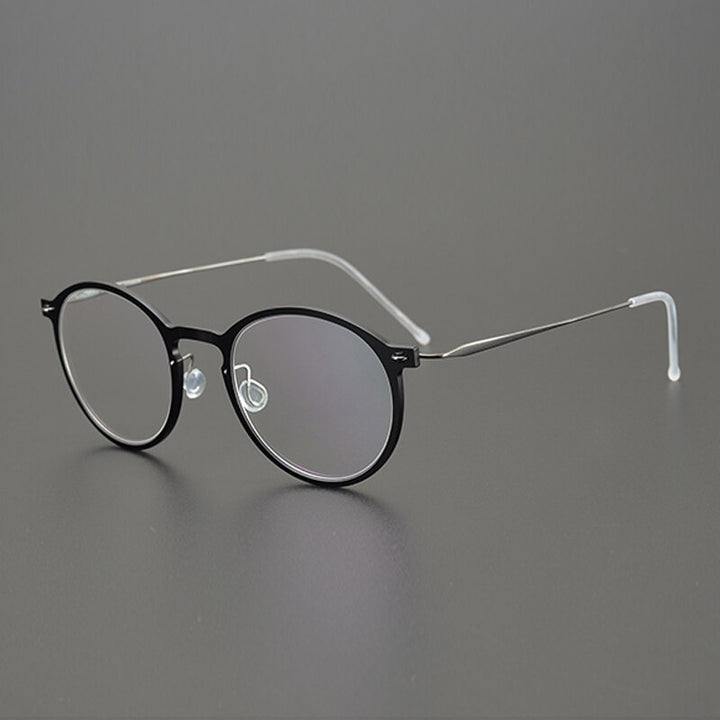 Gatenac Unisex Full Rim Round Titanium Eyeglasses Gxyj955 Full Rim Gatenac Black Gun