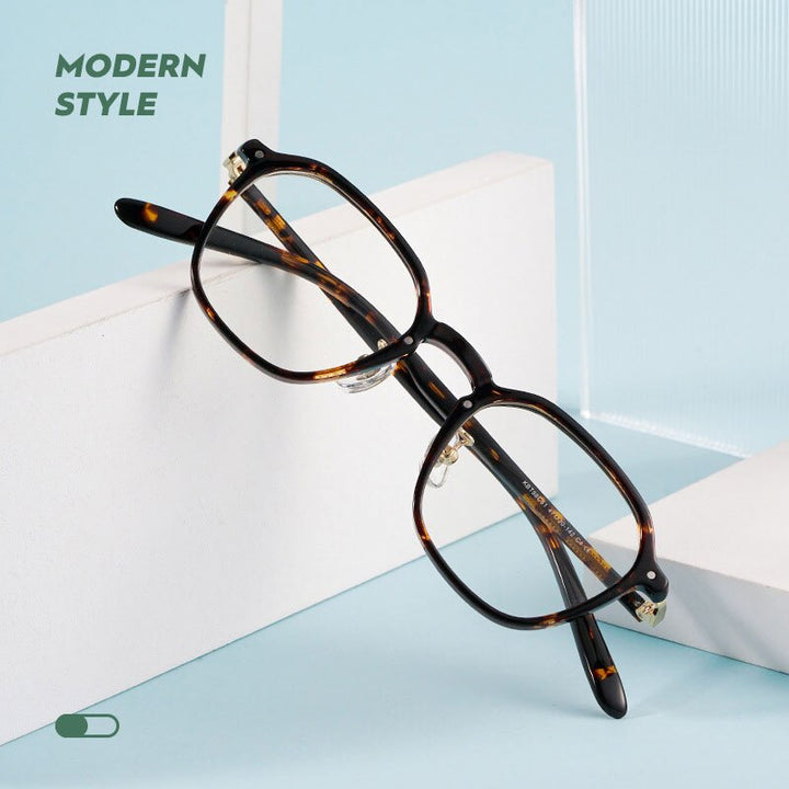 Yimaruili Unisex Full Rim Small Oval Acetate Alloy Eyeglasses KBT98C51 Full Rim Yimaruili Eyeglasses