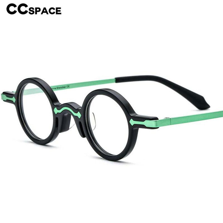 CCspace Unisex Full Rim Small Round Acetate Eyeglasses 53151 Full Rim CCspace