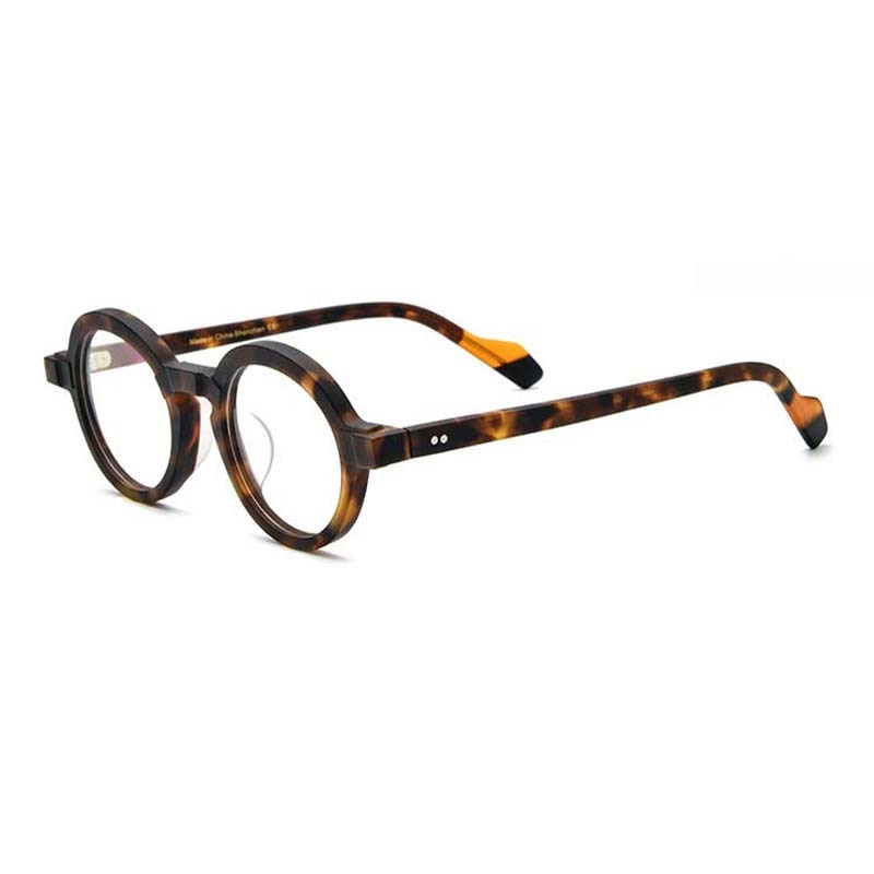 CCspace Unisex Full Rim Irregular Round Acetate Eyeglasses 54704 Full Rim CCspace Matte yellow leopard China