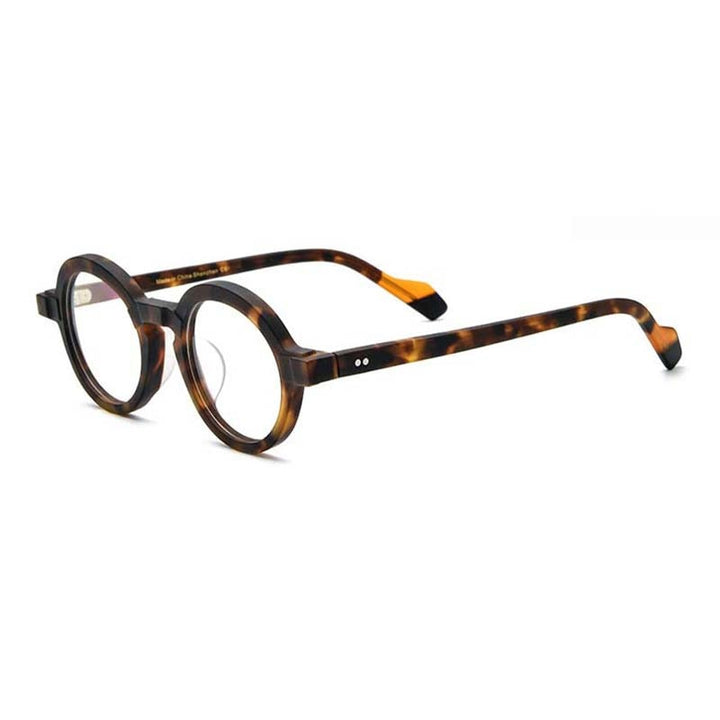 CCspace Unisex Full Rim Irregular Round Acetate Eyeglasses 54704 Full Rim CCspace Matte yellow leopard China