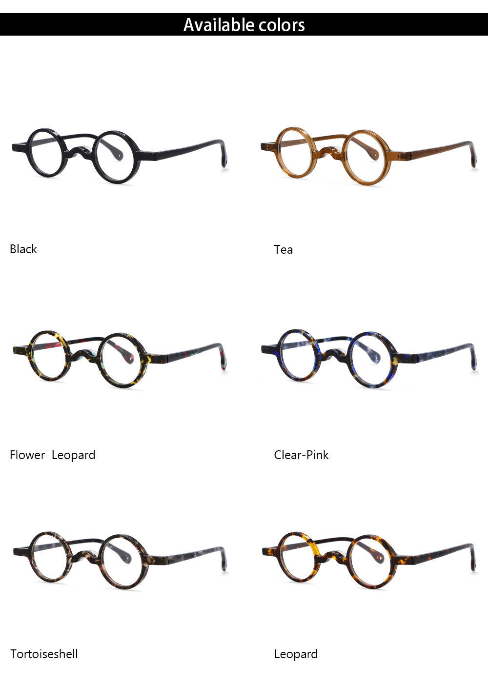 CCspace Unisex Full Rim Round Acetate Frame Eyeglasses 54250 Full Rim CCspace