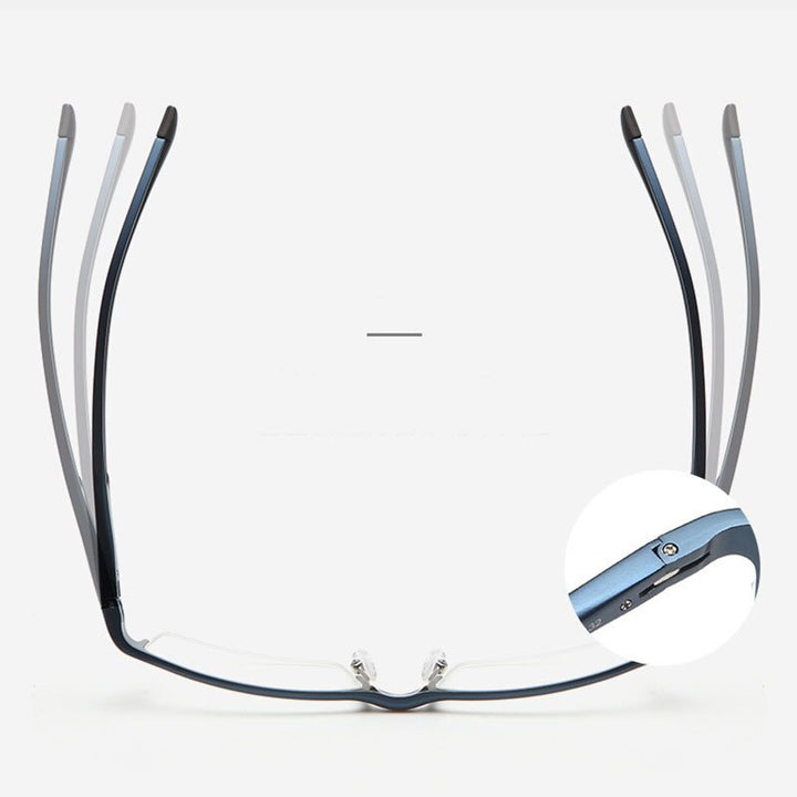 Hdcrafter Men's Semi Rim Wide Square Titanium Eyeglasses 663 Semi Rim Hdcrafter Eyeglasses