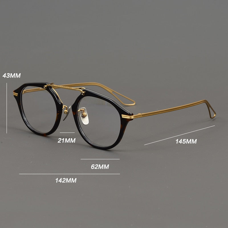 Gatenac Unisex Full Rim Irregular Round Titanium Acetate Double Bridge Eyeglasses Gxyj874 Full Rim Gatenac