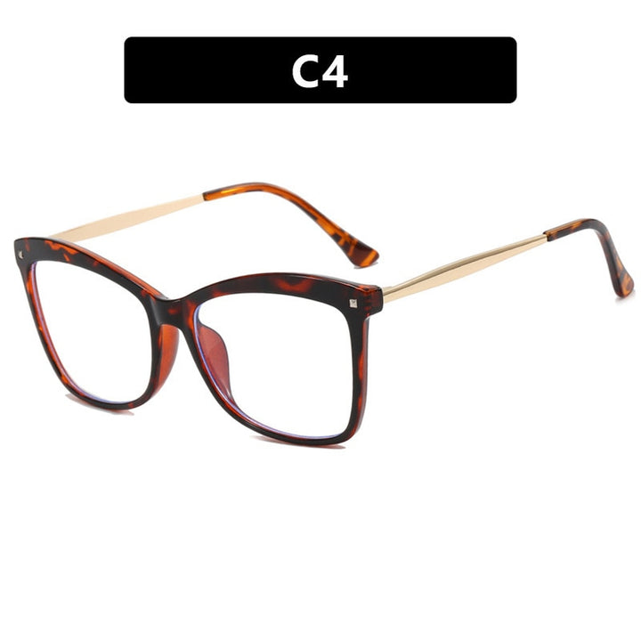 CCspace Unisex Full Rim Square Cat Eye Acetate Eyeglasses 55532 Full Rim CCspace China Leopard