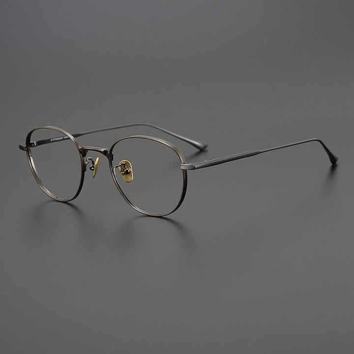 Gatenac Unisex Full Rim Round Square Titanium Eyeglasses Gxyj988 Full Rim Gatenac Gun