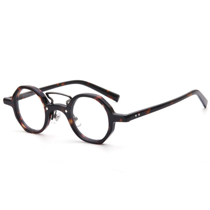 Muzz Men's Full Rim Round Double Bridge Acetate Frame Eyeglasses W3109V Full Rim Muzz C2