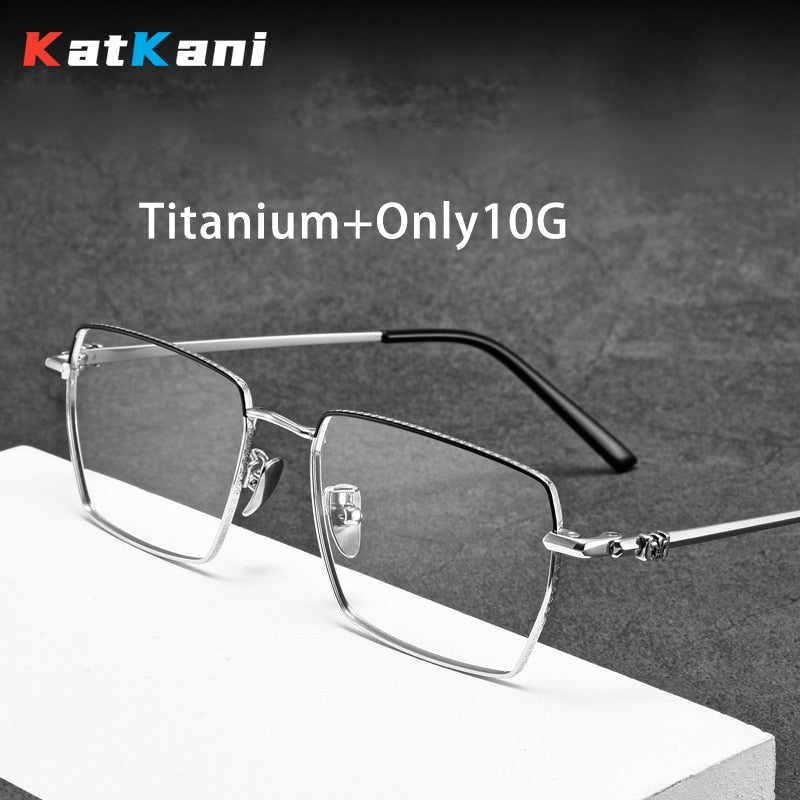 KatKani Men's Full Rim Square Titanium Eyeglasses 552 Full Rim KatKani Eyeglasses   