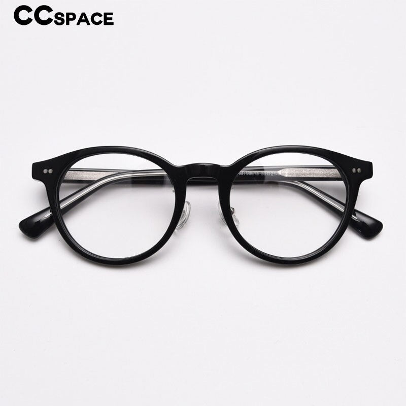 CCspace Unisex Full Rim Round Acetate Eyeglasses 55692 Full Rim CCspace