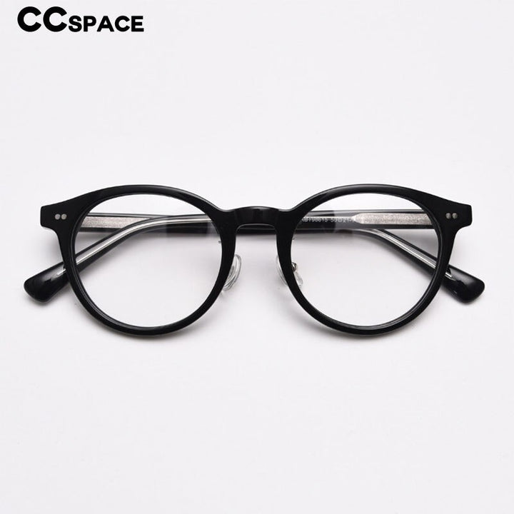 CCspace Unisex Full Rim Round Acetate Eyeglasses 55692 Full Rim CCspace