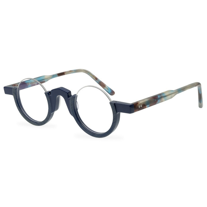 CCspace Unisex Semi Rim Round Acetate Eyeglasses 55258 Semi Rim CCspace Blue China