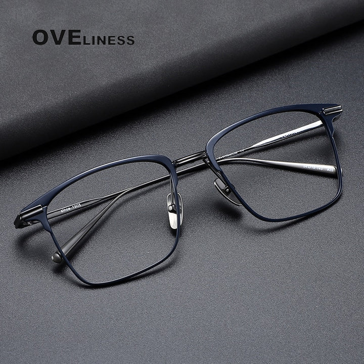 Oveliness Men's Full Rim Square Titanium Eyeglasses Flatiron25 Full Rim Oveliness