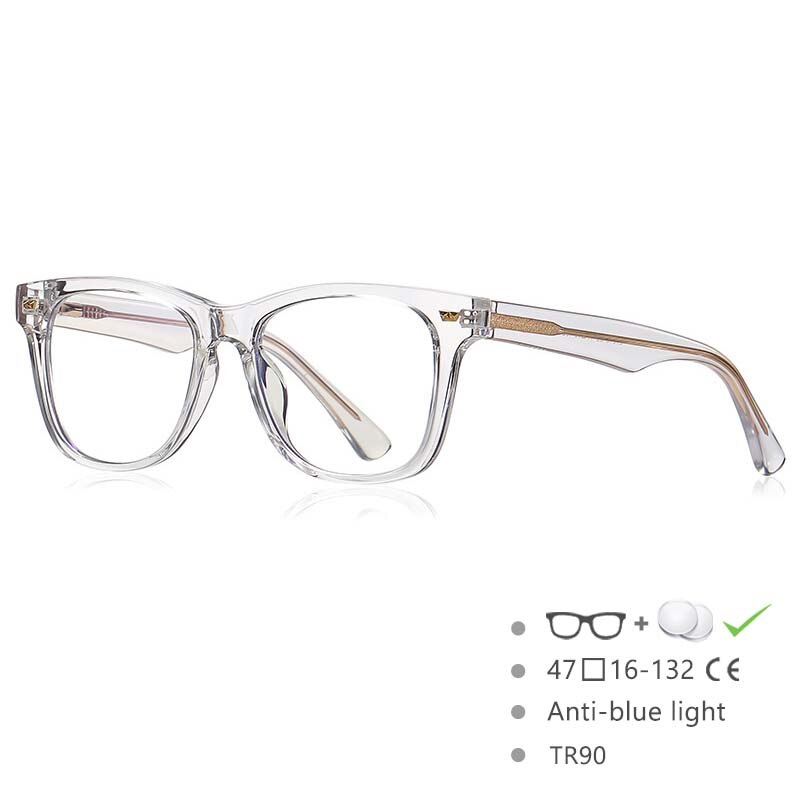 CCspace Children's Unisex Full Rim Square Tr 90 Titanium Frame Eyeglasses 54574 Full Rim CCspace Clear China