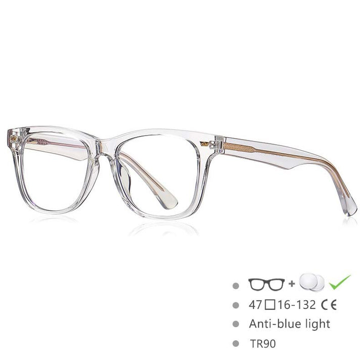 CCspace Children's Unisex Full Rim Square Tr 90 Titanium Frame Eyeglasses 54574 Full Rim CCspace Clear China