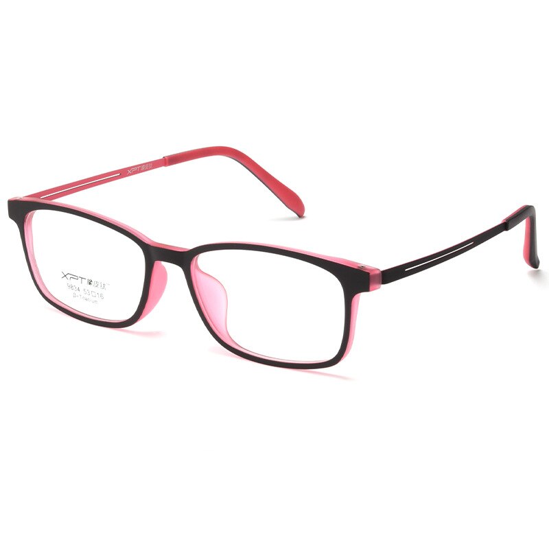 Yimaruili Unisex Full Rim Square Tr 90 Titanium Eyeglasses 9834XP Full Rim Yimaruili Eyeglasses Black Rose Red