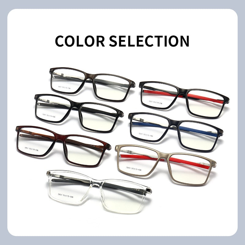 Gmei Men's TR 90 Square Aluminum Magnesium Sport Frame Eyeglasses 5851 Full Rim Gmei Optical