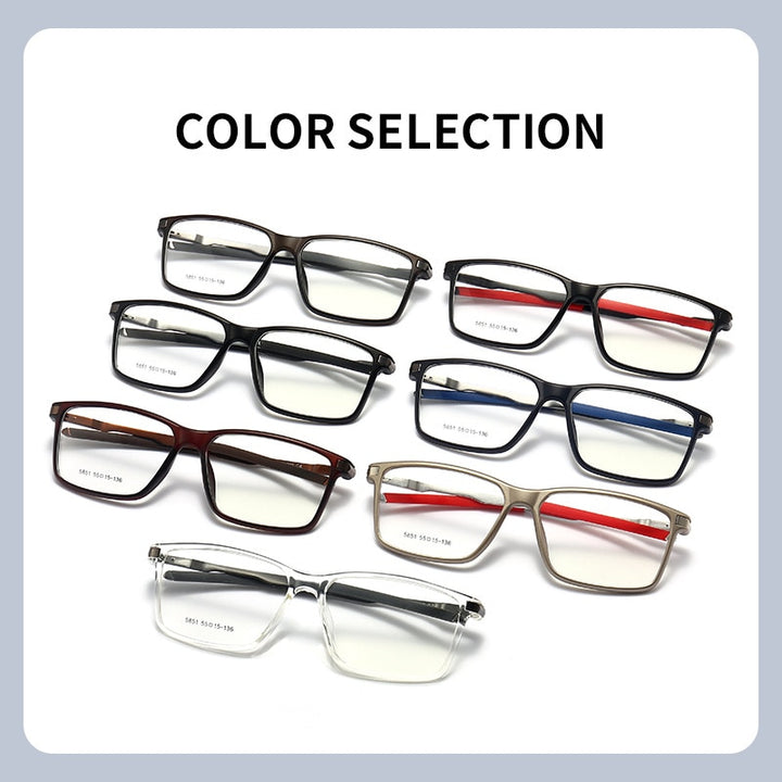 Gmei Men's TR 90 Square Aluminum Magnesium Sport Frame Eyeglasses 5851 Full Rim Gmei Optical