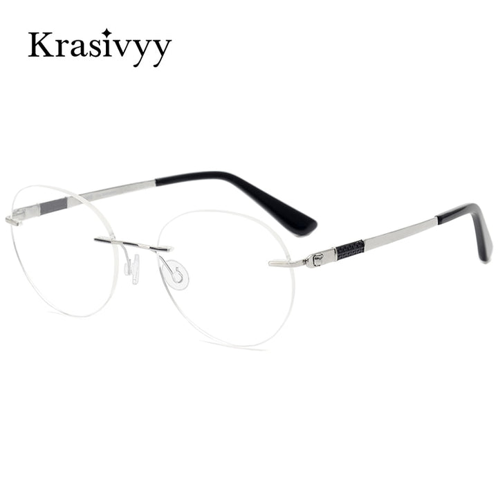 Krasivyy Unisex Rimless Round Screwless Titanium Rimless Eyeglasses Kr5012 Rimless Krasivyy