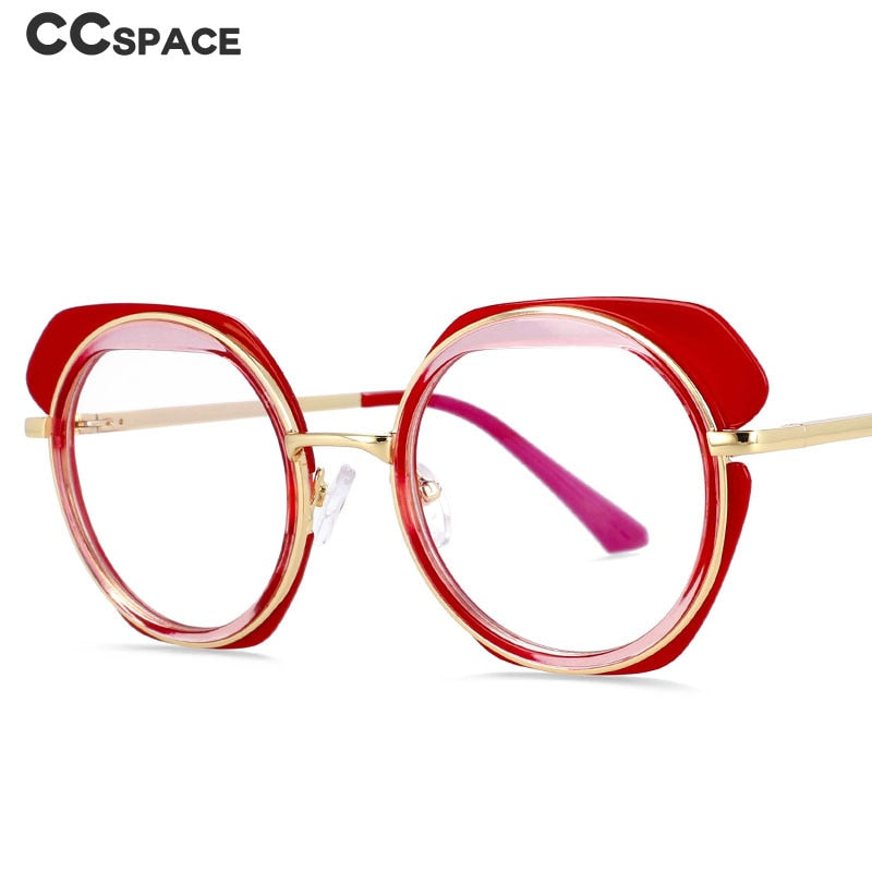 CCspace Unisex Full Rim Round Tr 90 Titanium Eyeglasses 54171 Full Rim CCspace