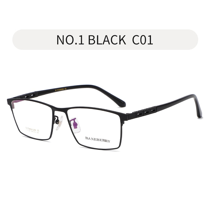Reven Jate Unisex Full Rim Square Titanium Frame Eyeglasses 71091 Full Rim Reven Jate black