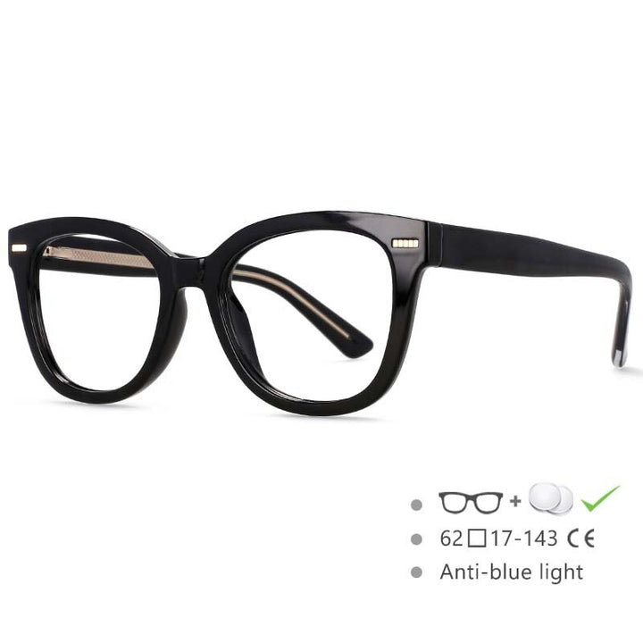 CCspace Unisex Full Rim Square Cat Eye Frame Eyeglasses 54607 Full Rim CCspace Black China