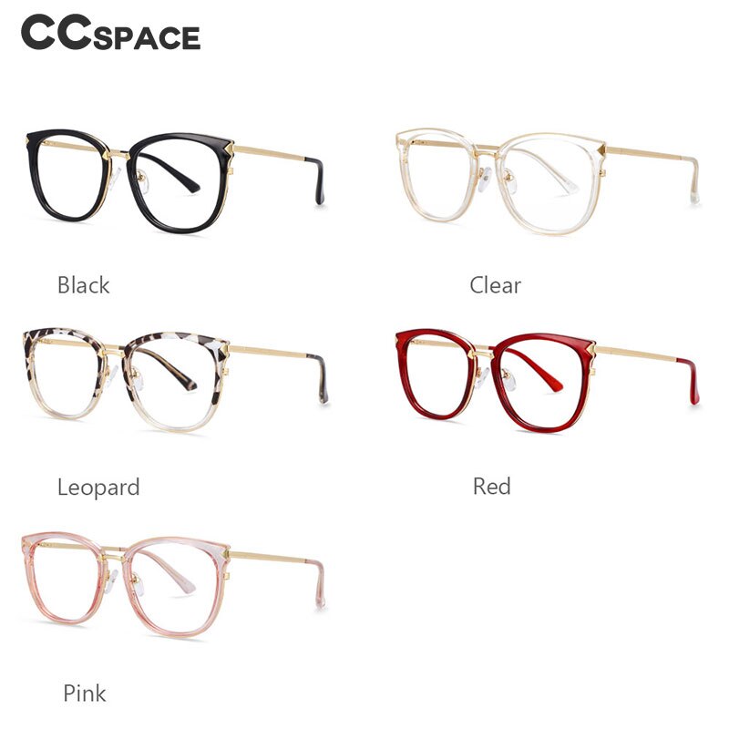 CCspace Women's Full Rim Square Round Tr 90 Titanium Frame Eyeglasses 54156 Full Rim CCspace