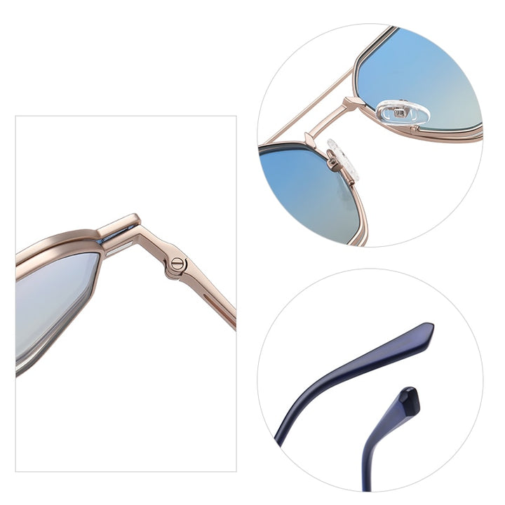 Zirosat Unisex Full Rim Polygon Round Alloy Eyeglasses Clip On Sunglasses CG8801 With Clip Ons Zirosat