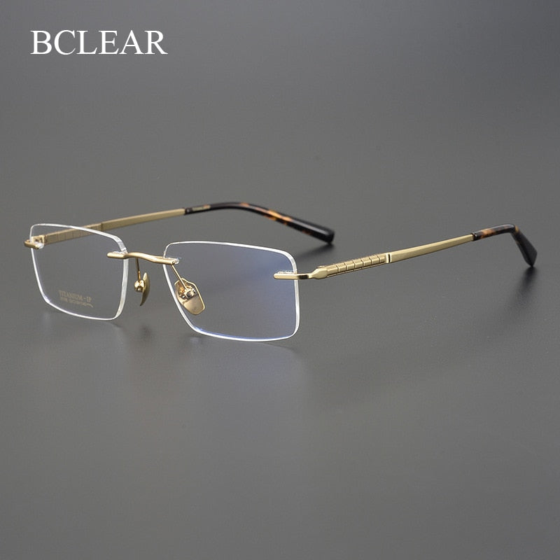 Bclear Men's Rimless Square Titanium Eyeglasses Mys91106 Rimless Bclear