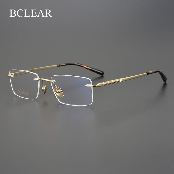 Bclear Men's Rimless Square Titanium Eyeglasses Mys91106 Rimless Bclear