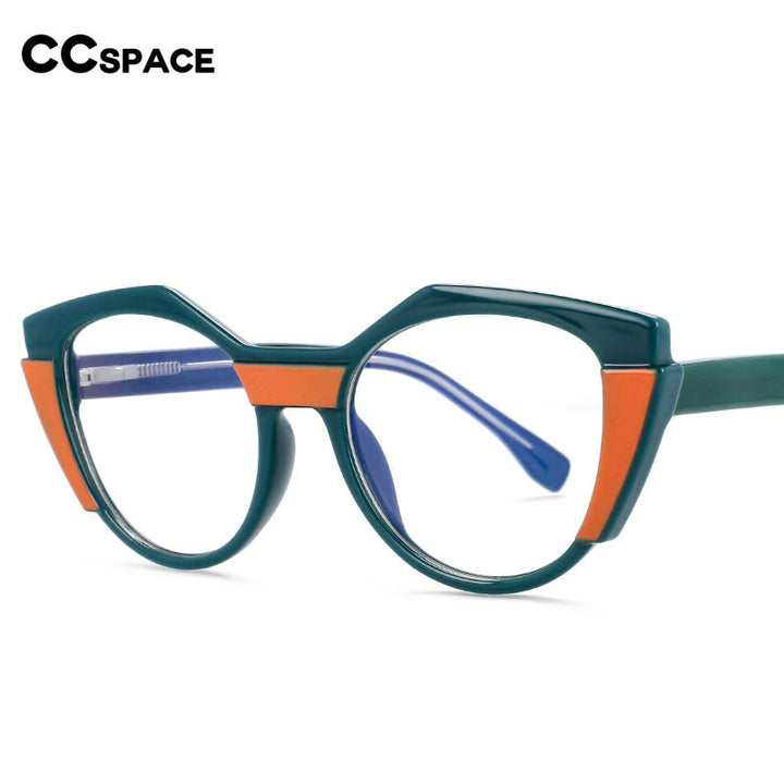 CCspace Unisex Full Rim Round Cat Eye Tr 90 Titanium Frame Eyeglasses 54170 Full Rim CCspace