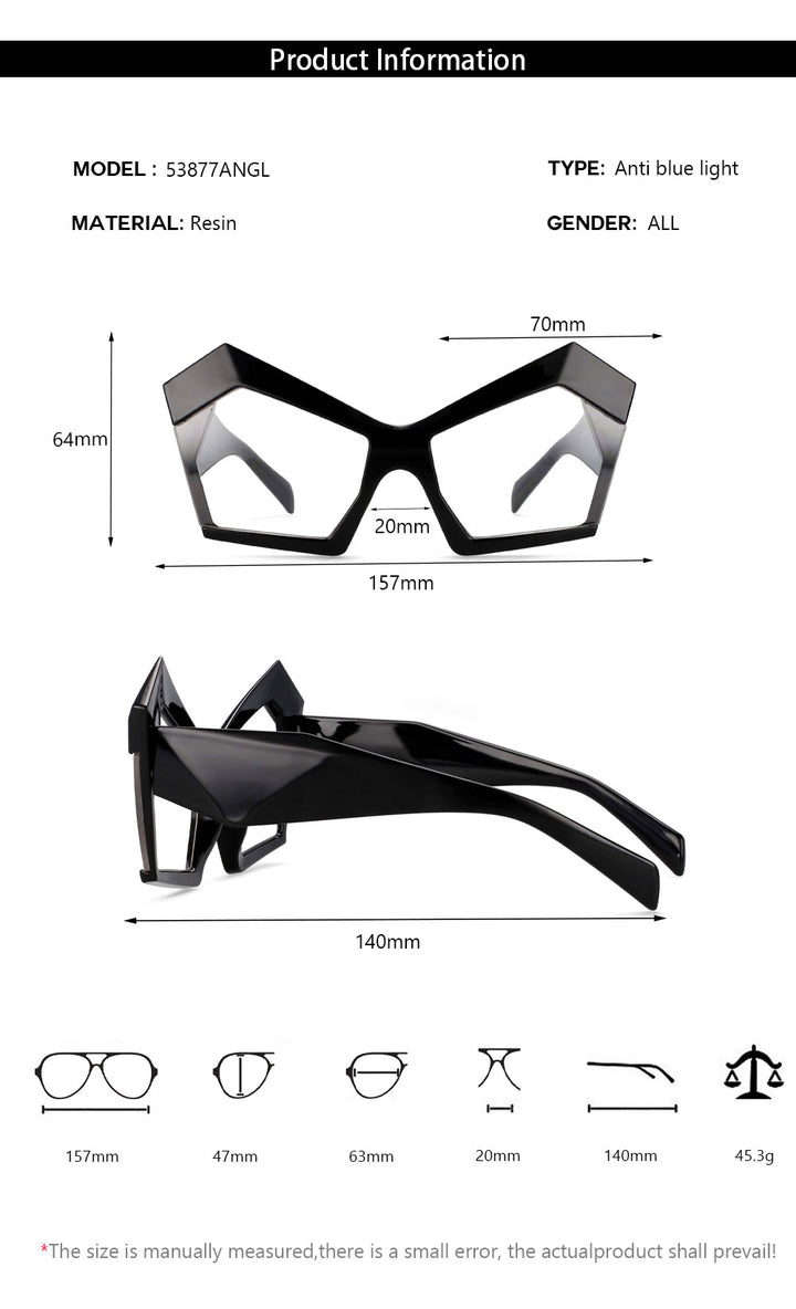 CCspace Women's Full Rim Oversized Polygonal Acetate Frame Eyeglasses 53877 Full Rim CCspace