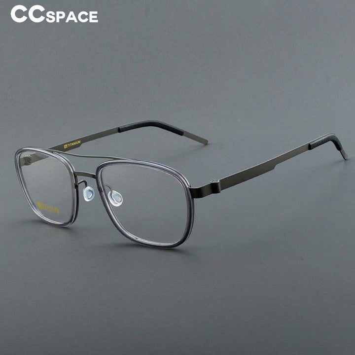 CCspace Unisex Full Rim Square Double Bridge Acetate Titanium Eyeglasses 55024 Full Rim CCspace