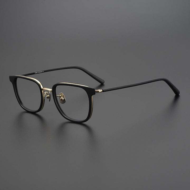 Gatenac Unisex Full Rim Square Acetate Titanium Eyeglasses Gxyj995 Full Rim Gatenac