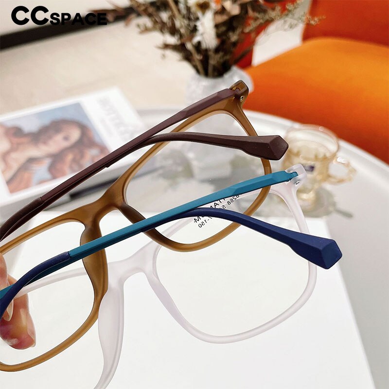 CCspace Unisex Full Rim Square Tr 90 Titanium Eyeglasses 55521 Full Rim CCspace