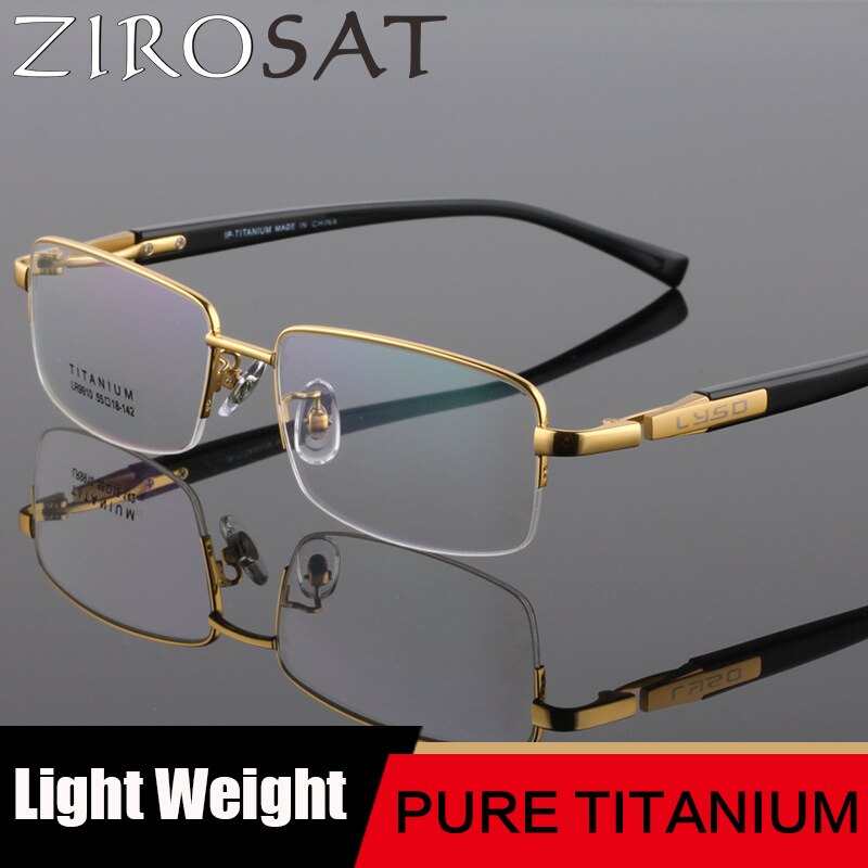 Zirosat Unisex Semi Rim Square Titanium Eyeglasses 9910 Semi Rim Zirosat
