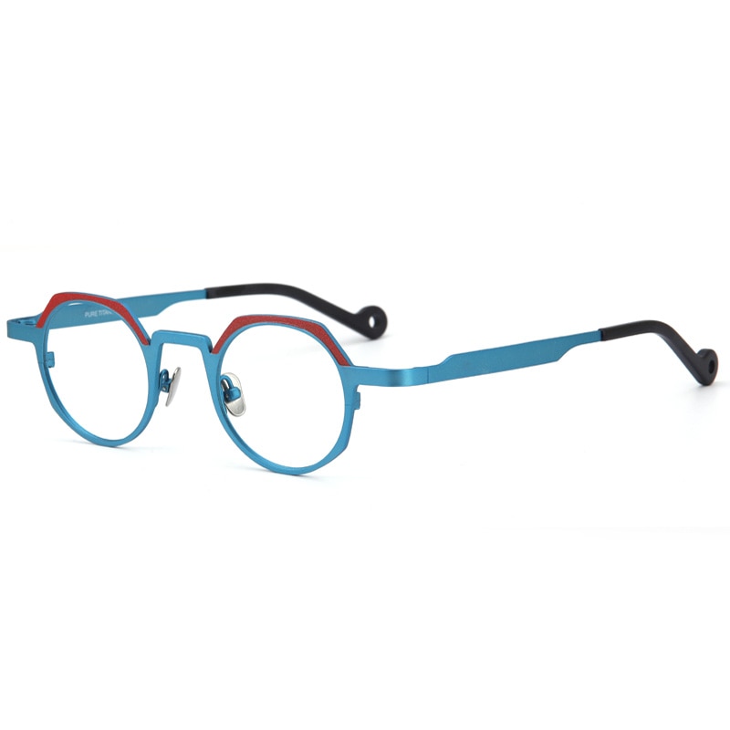 Muzz Unisex Full Rim Small Round Flat Top Titanium Eyeglasses T7759 Full Rim Muzz C4