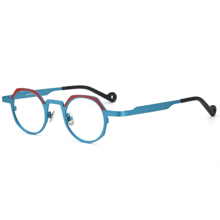Muzz Unisex Full Rim Small Round Flat Top Titanium Eyeglasses T7759 Full Rim Muzz C4