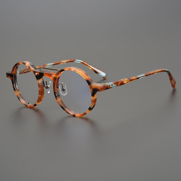 Gatenac Unisex Full Rim Round Acetate Double Bridge Frame Eyeglasses Gxyj808 Full Rim Gatenac