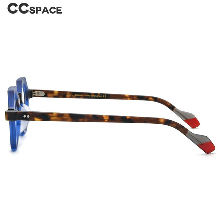 CCspace Unisex Full Rim Irregular Round Acetate Eyeglasses 55099 Full Rim CCspace