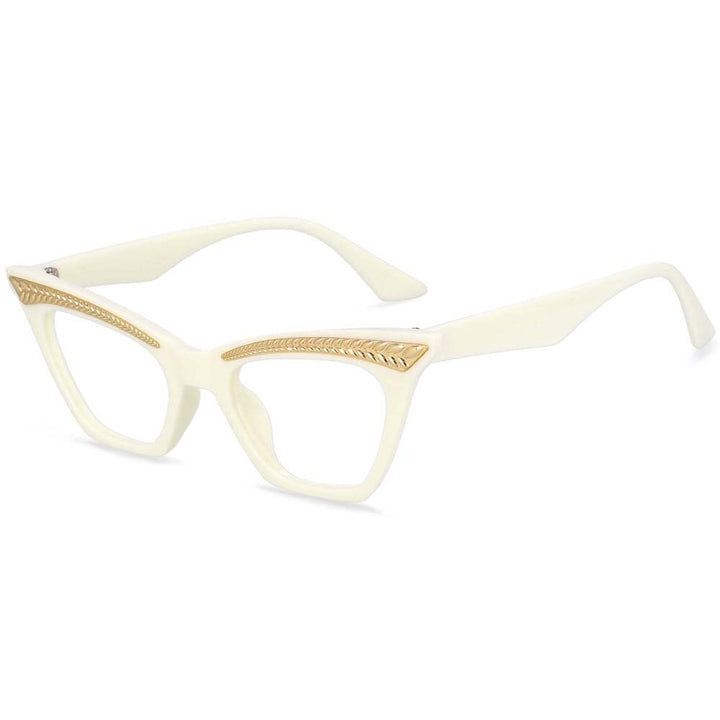CCspace Unisex Full Rim Square Cat Eye Resin Frame Eyeglasses 54373 Full Rim CCspace China Beiges