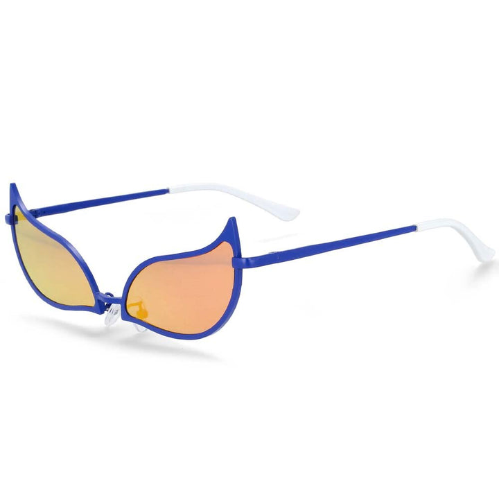 CCspace Unisex Full Rim Cat Eye Alloy Frame Sunglasses 54328 Sunglasses CCspace Sunglasses Blue China white