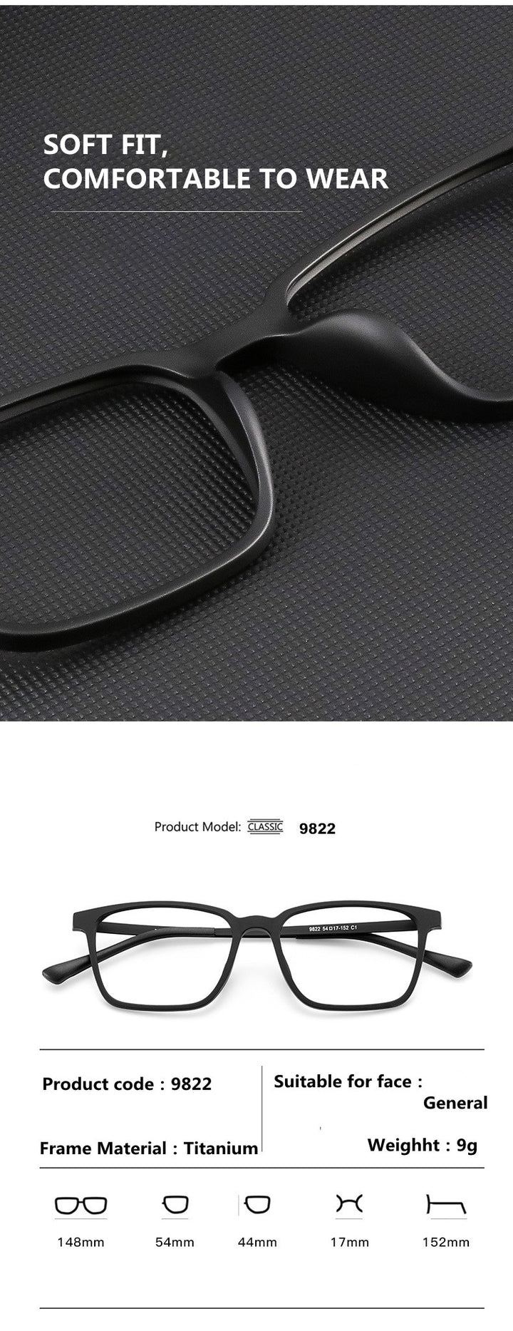 Handoer Unisex Full Rim Square Tr 90 Titanium Hyperopic +350 to +600 Photochromic Reading Glasses 9822-1 Reading Glasses Handoer