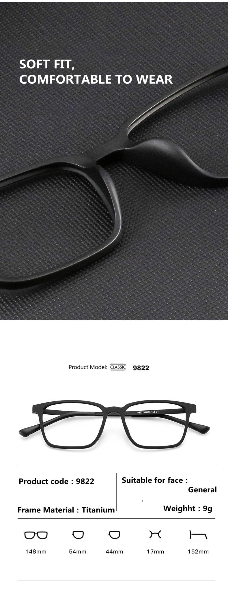 Handoer Unisex Full Rim Square Tr 90 Titanium Hyperopic Photochromic +175 To +325 Reading Glasses 9822-1 Reading Glasses Handoer   