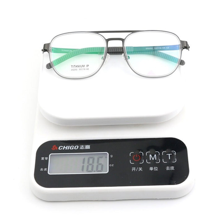 Hdcrafter Unisex Full Rim Square Double Bridge Titanium Eyeglasses 2202 Full Rim Hdcrafter Eyeglasses