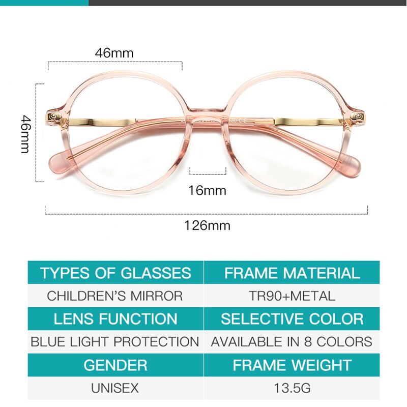 Zirosat Children's Unisex Full Rim Round Tr 90 Alloy Eyeglasses 20201 Full Rim Zirosat