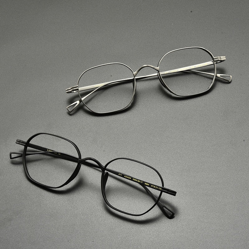 Gatenac Unisex Full Rim Polygon Square Titanium Eyeglasses Gxyj914 Full Rim Gatenac