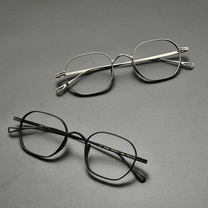 Gatenac Unisex Full Rim Polygon Square Titanium Eyeglasses Gxyj914 Full Rim Gatenac