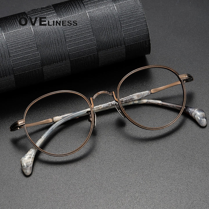 Oveliness Unisex Full Rim Round Titanium Eyeglasses 80862 Full Rim Oveliness